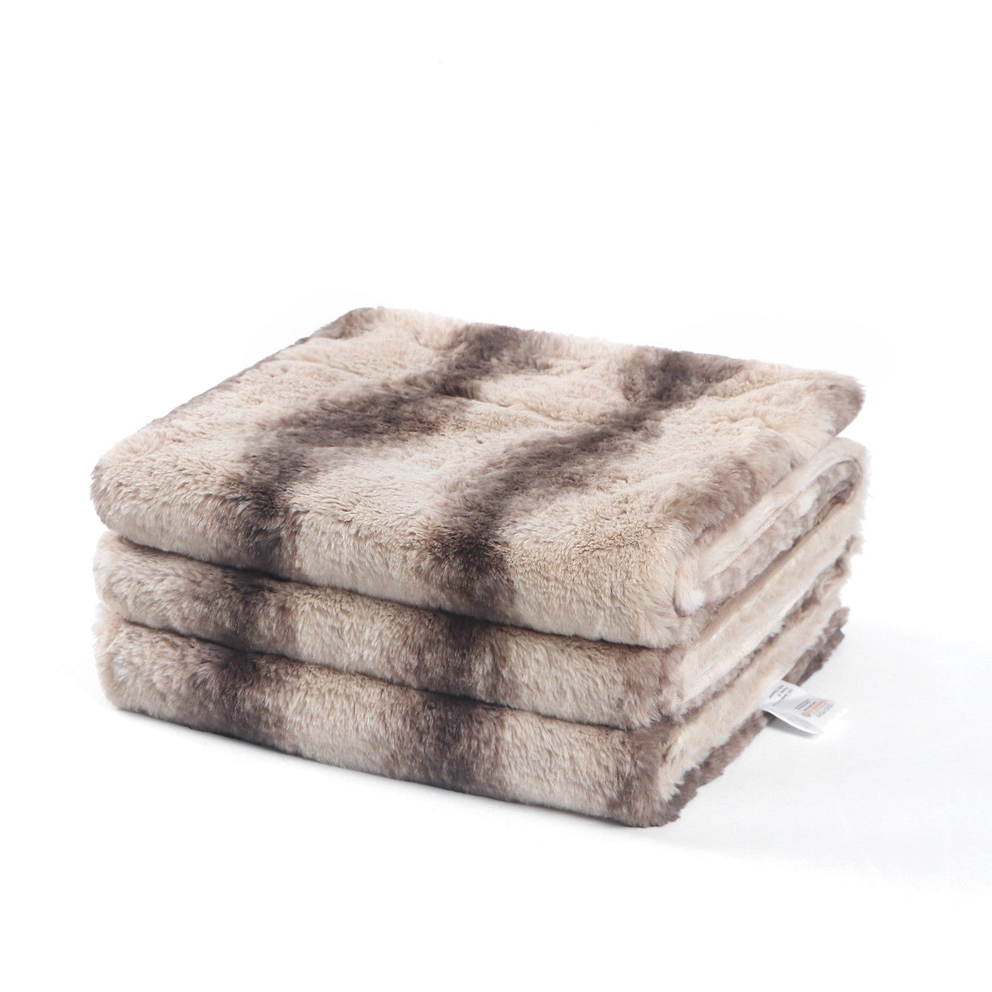 Browned Faux-Fur Blanket Throw