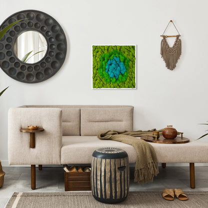 Round Blue Middle Moss Art